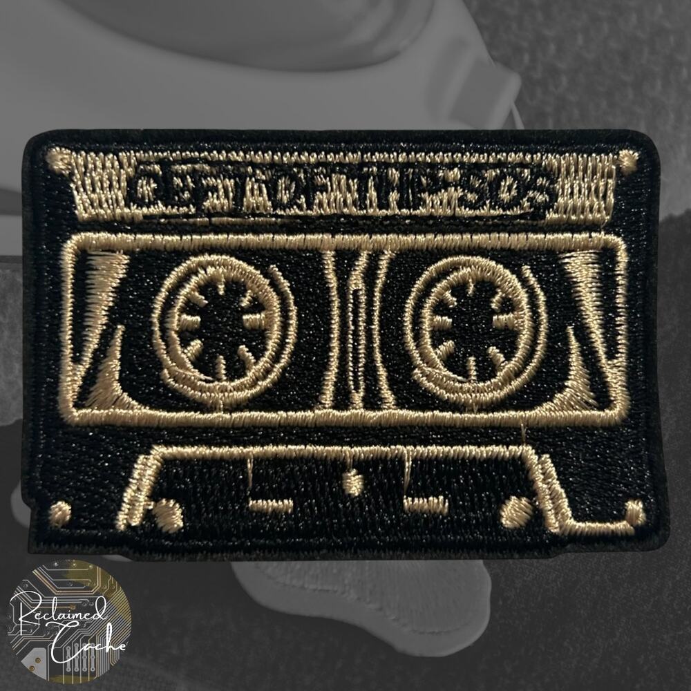 Black and Gold Cassette Iron On Patch